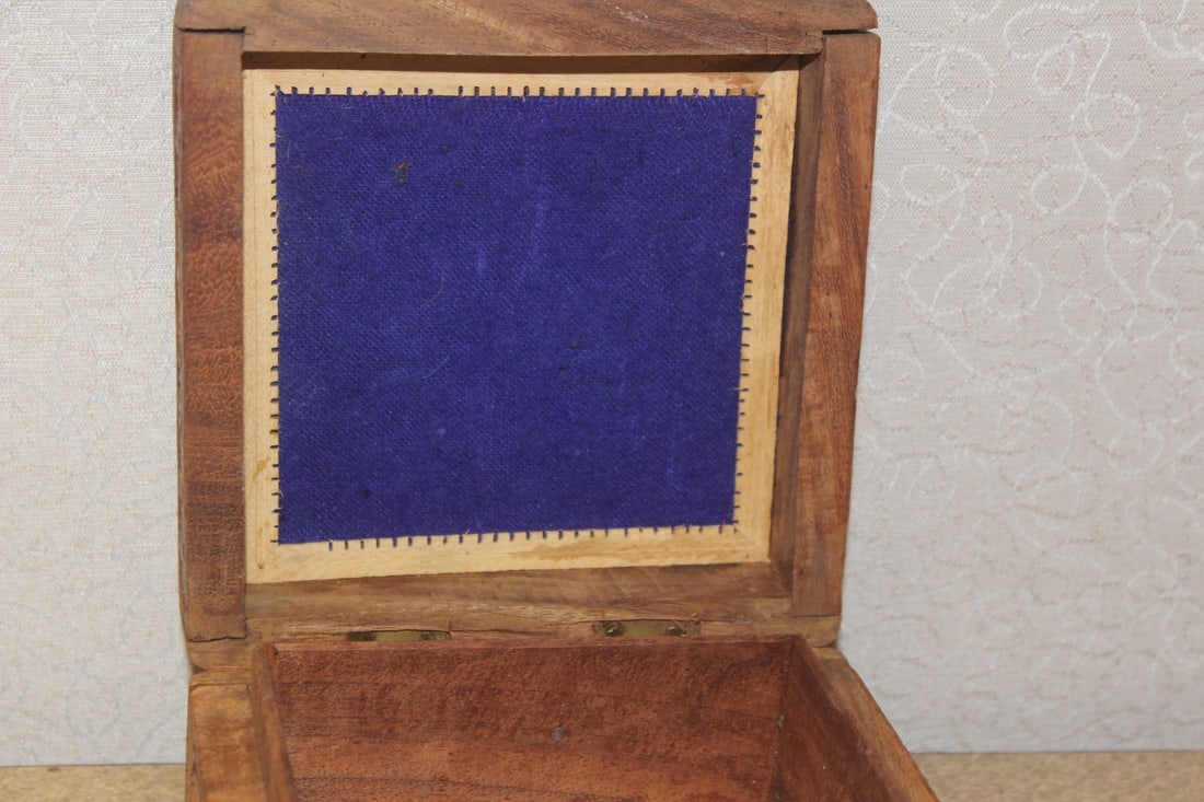 Carved Asian Cedar Wood Box - 6
