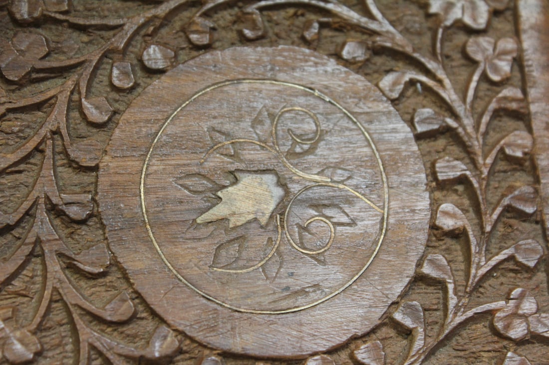 Carved Asian Cedar Wood Box - 8