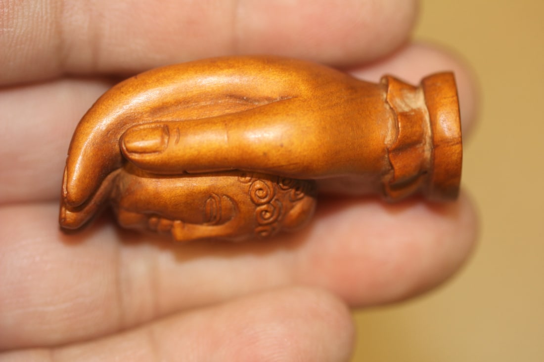 Signed Japanese Wood Netsuke - 3