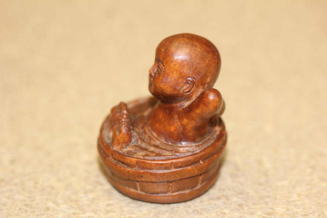 Signed Japanese Wood Netsuke - 2