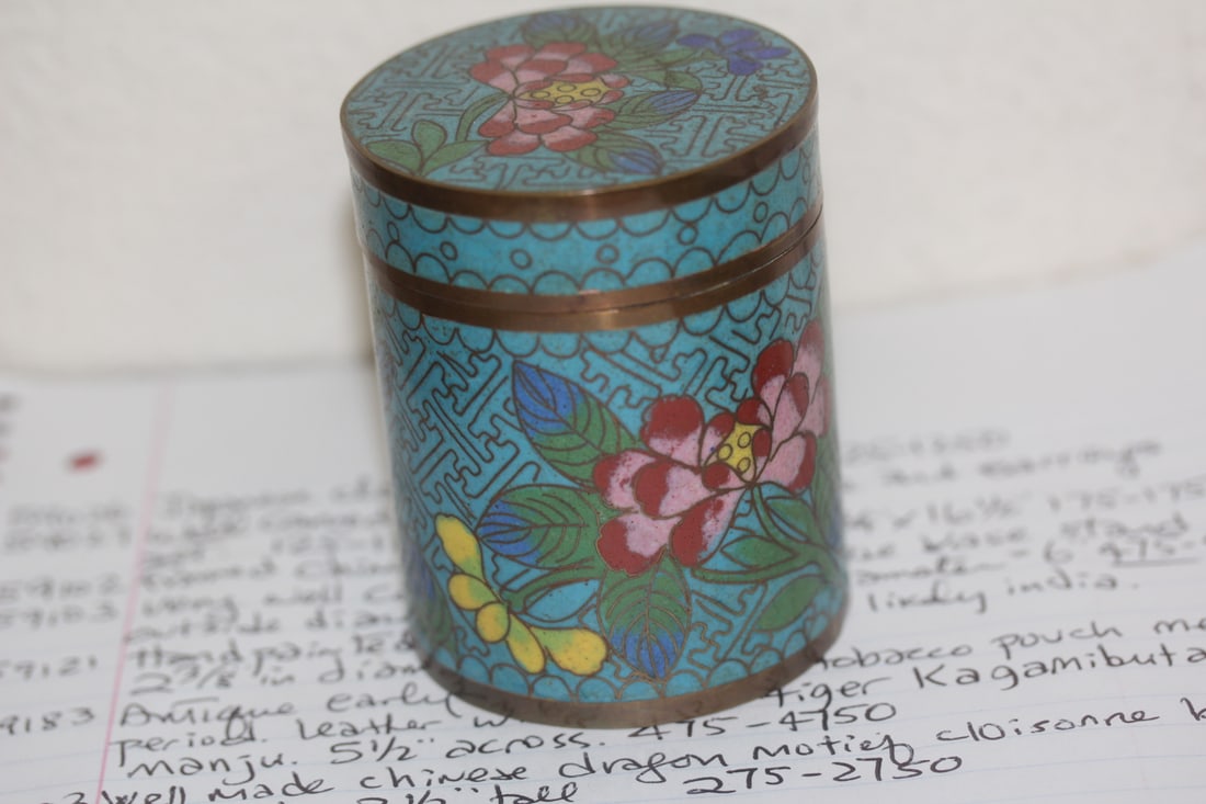 Antique Chinese Cloisonne Cylinder Box - 3