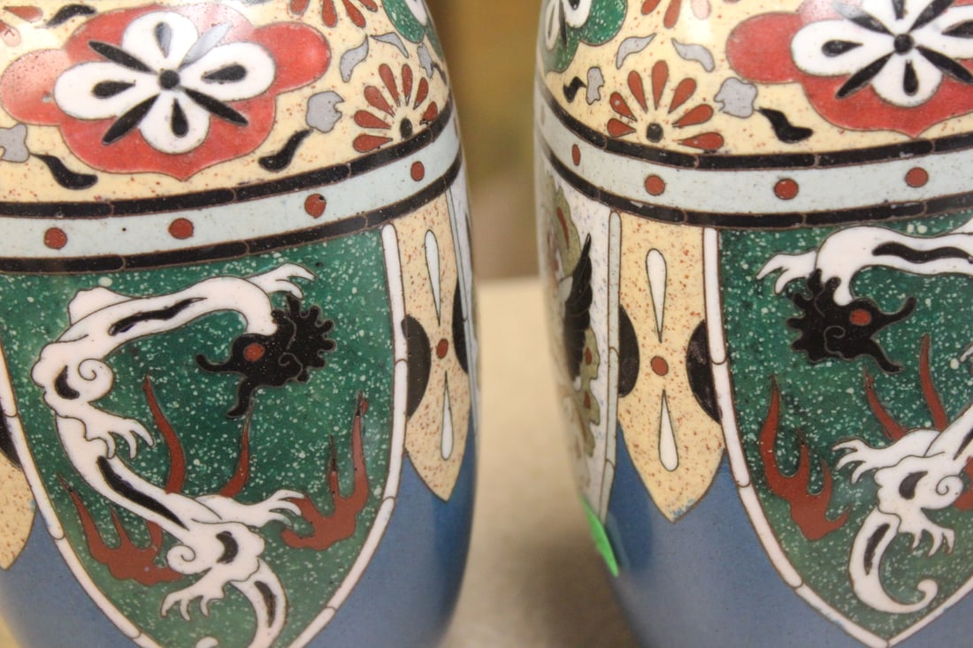 Pair of Japanese Cloisonne Vases - 2