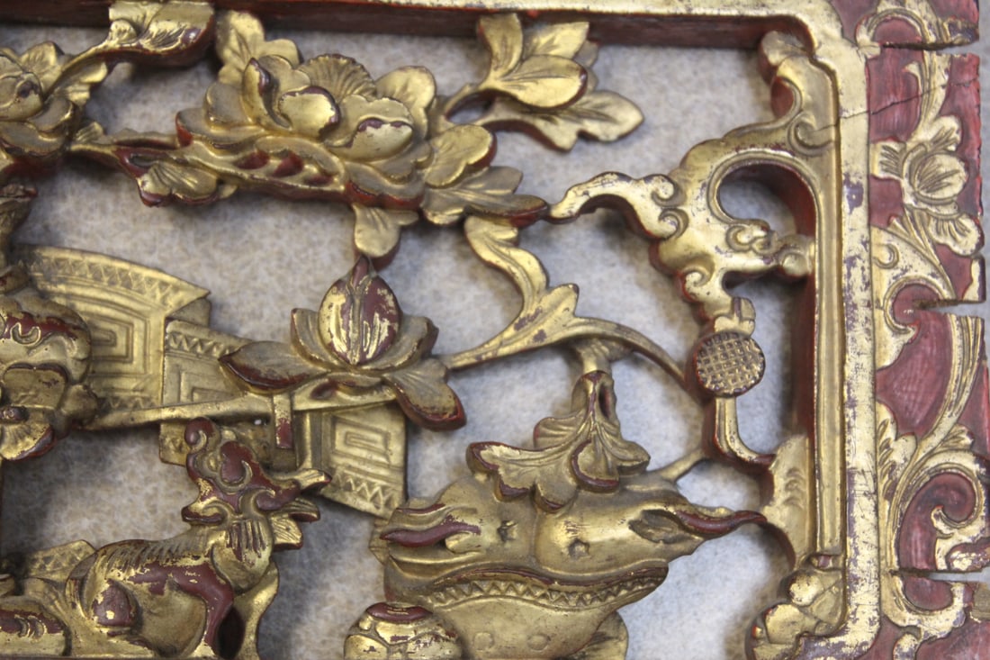 Antique/Vintage Carved Chinese Panel - 5