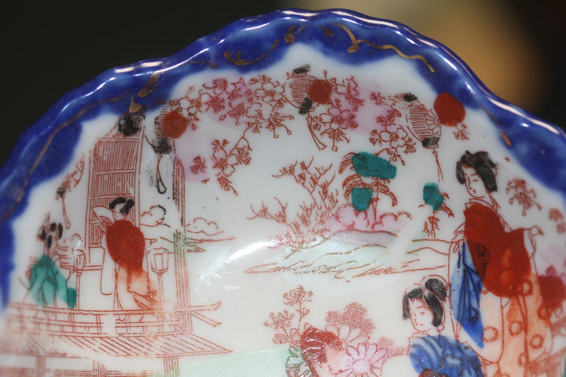 Antique Japanese Geisha Girl Nut Dish - 2