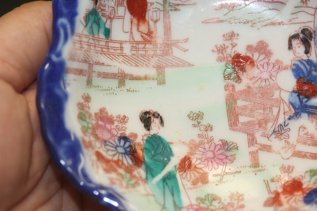 Antique Japanese Geisha Girl Nut Dish - 3
