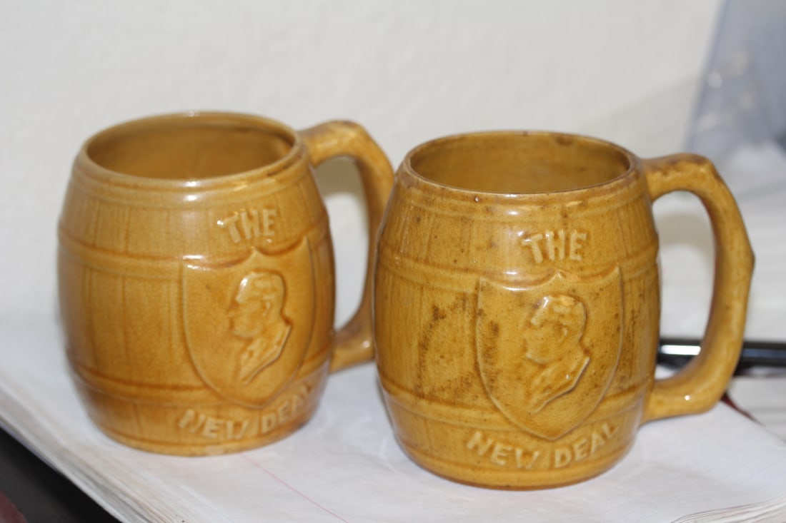 Pair of FDR Mug The New Deal: each mug is 4 inches tall