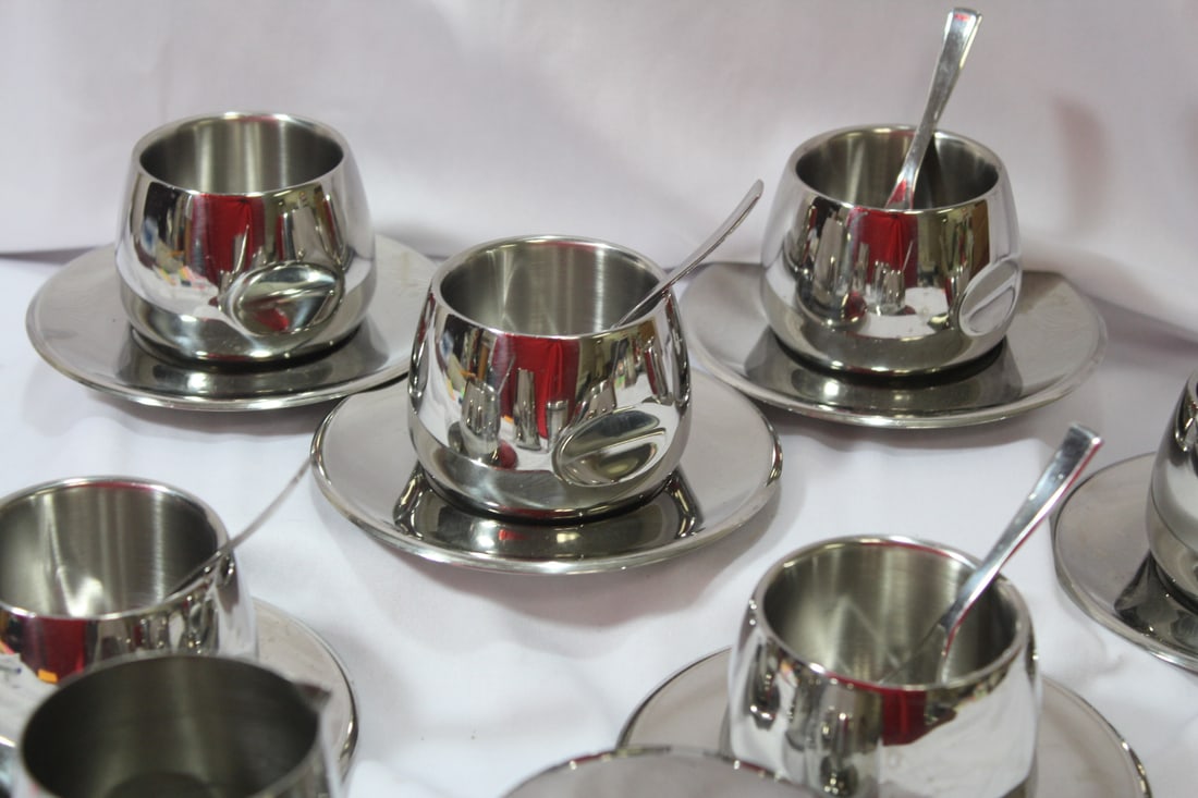 Set of 19 Modern Style Metal Tea of Coffee Set - 2