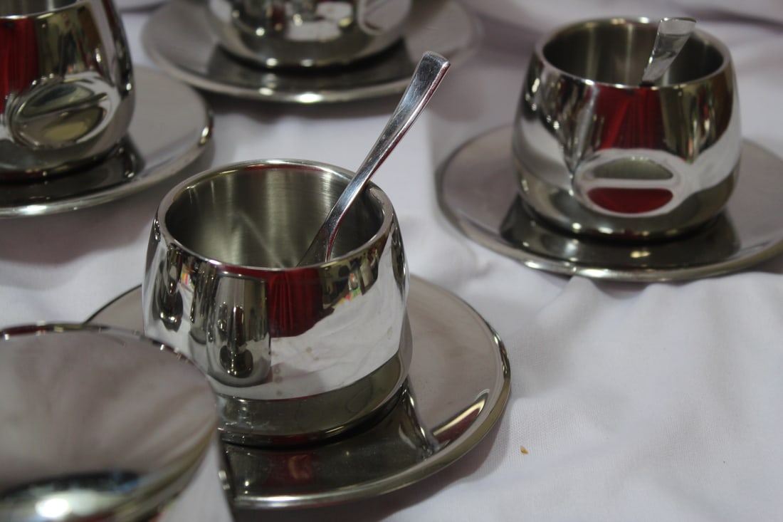 Set of 19 Modern Style Metal Tea of Coffee Set - 4