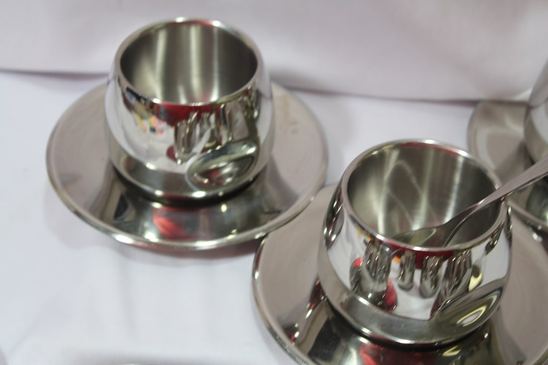 Set of 19 Modern Style Metal Tea of Coffee Set - 5