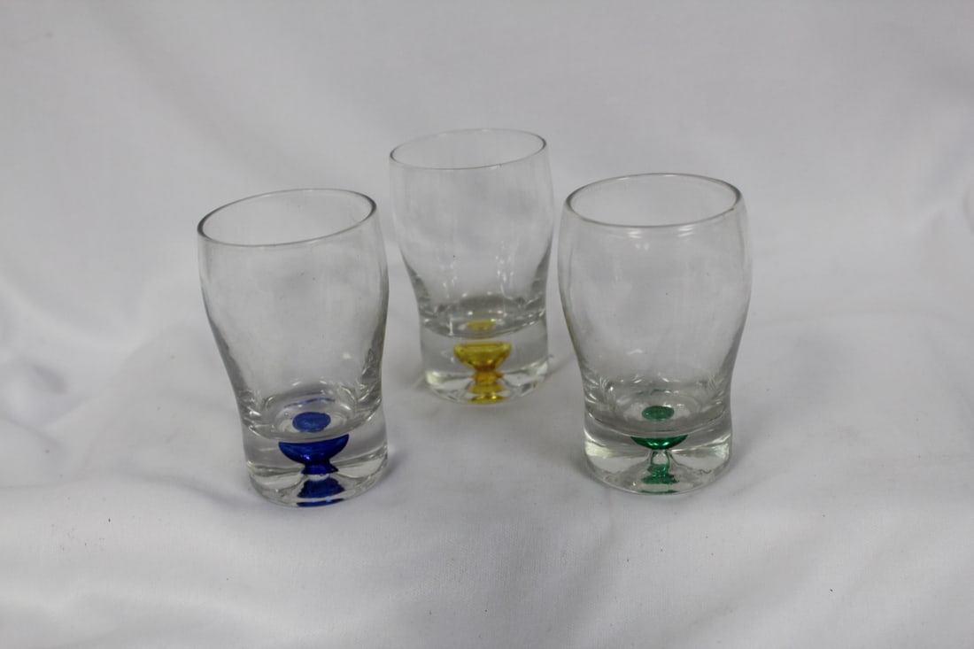 3 Artglass Cups: 3 1/8" tall each