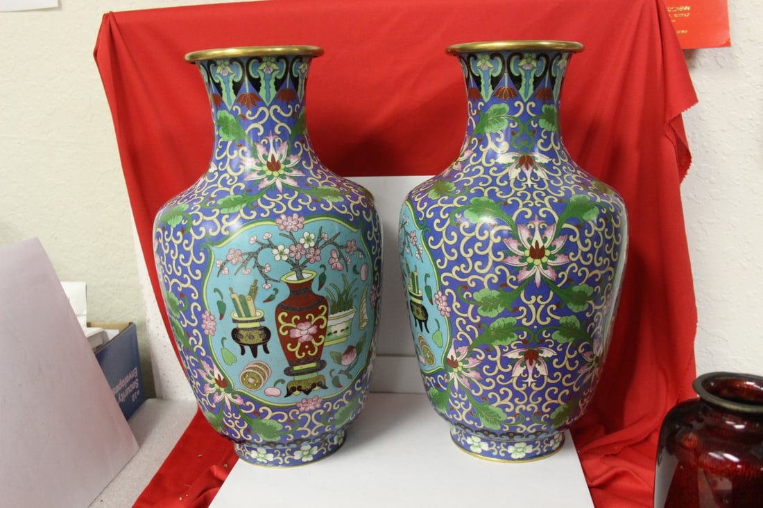 Pair of Well Made Cloisonne Vases - 2
