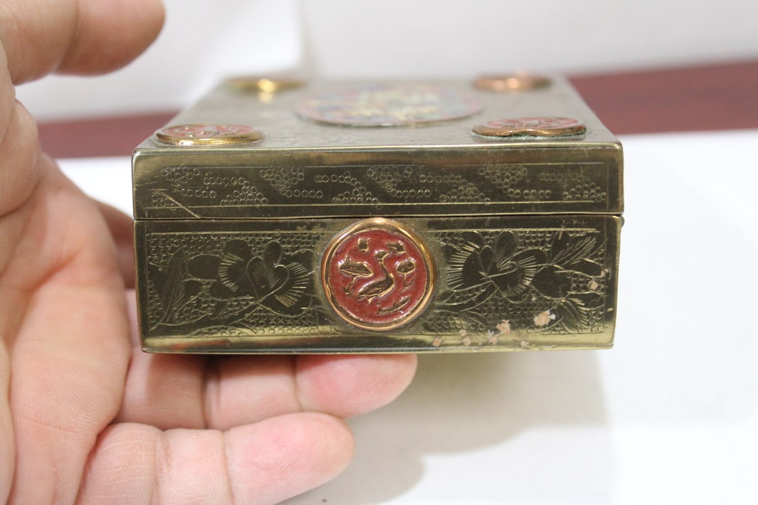A Chinese Cloisonne and Brass Box - 5