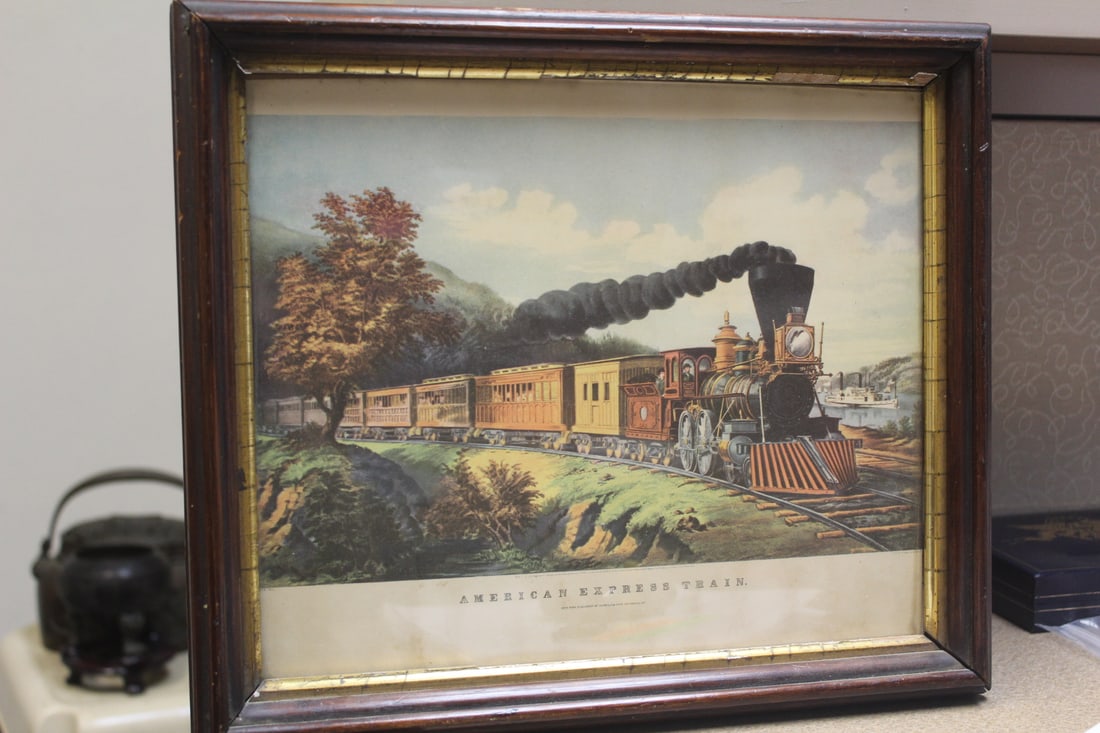 AntiqueCurrier and Ives Print: framed - overall= 14" x 12"