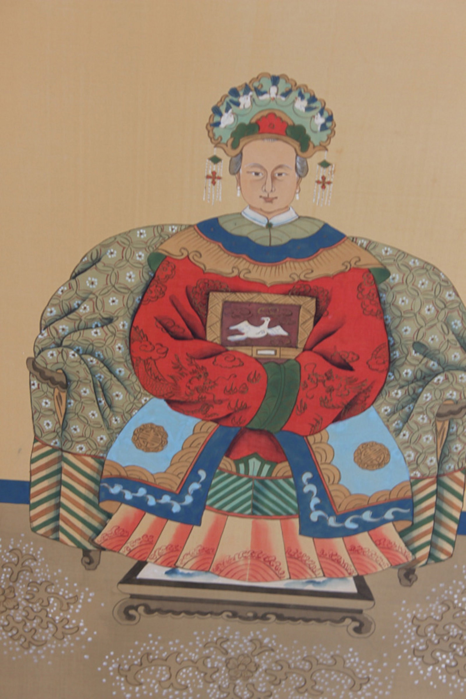 Pair of Chinese Ancestral Pastel on Silk - 2