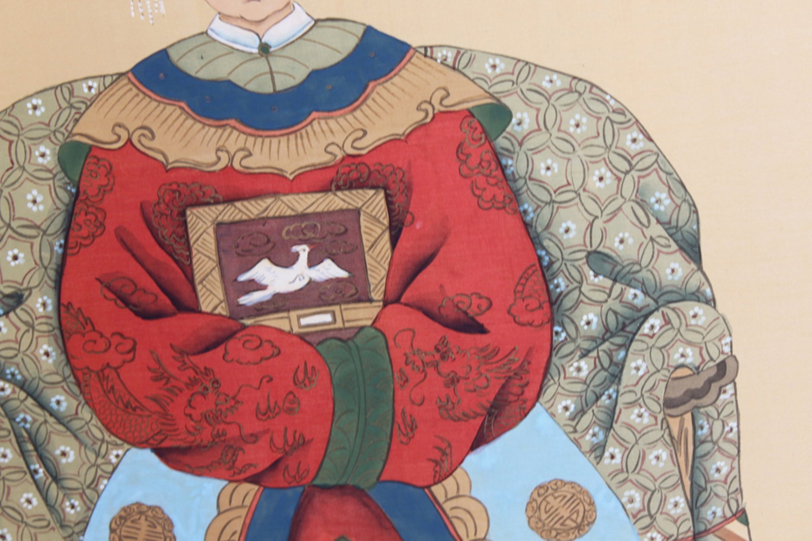 Pair of Chinese Ancestral Pastel on Silk - 7