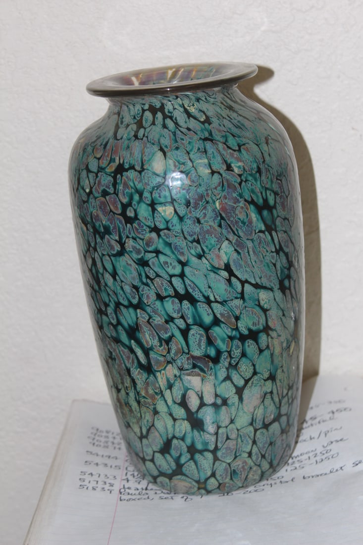 Micro Mosaic Style Art Glass Vase - 3