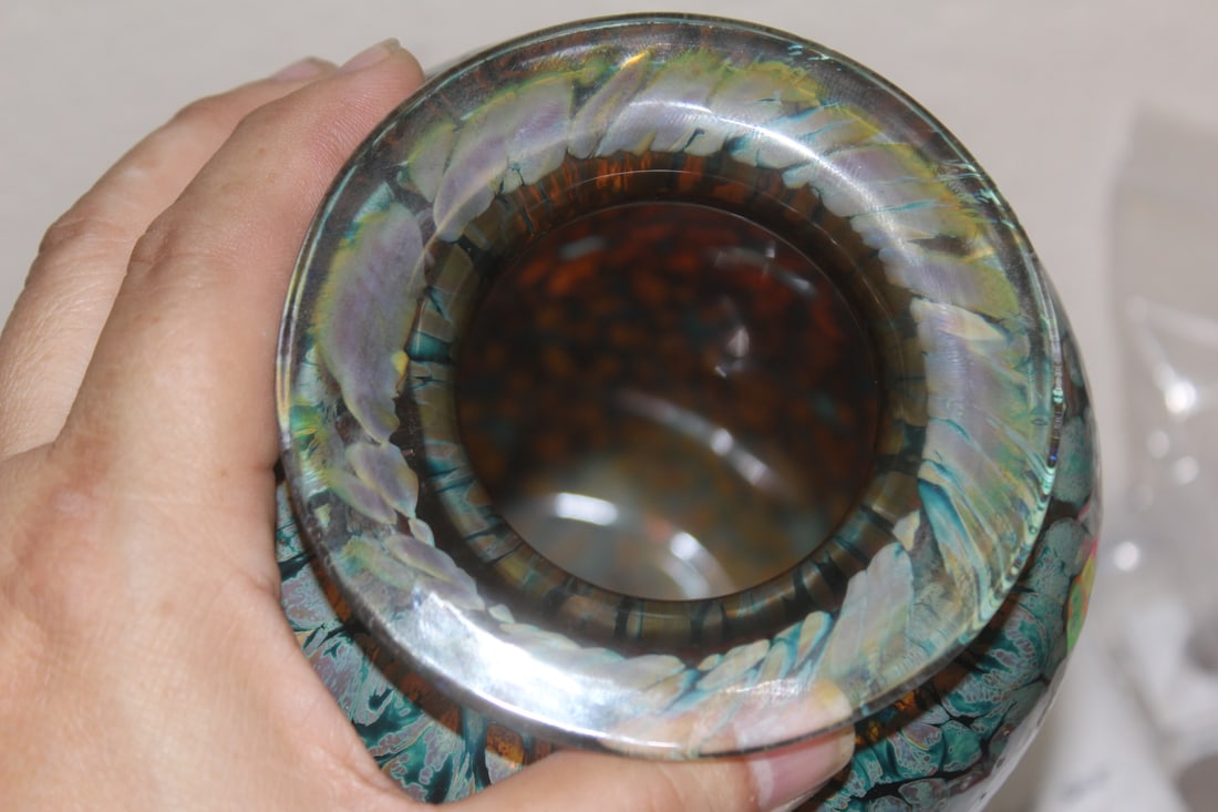 Micro Mosaic Style Art Glass Vase - 4