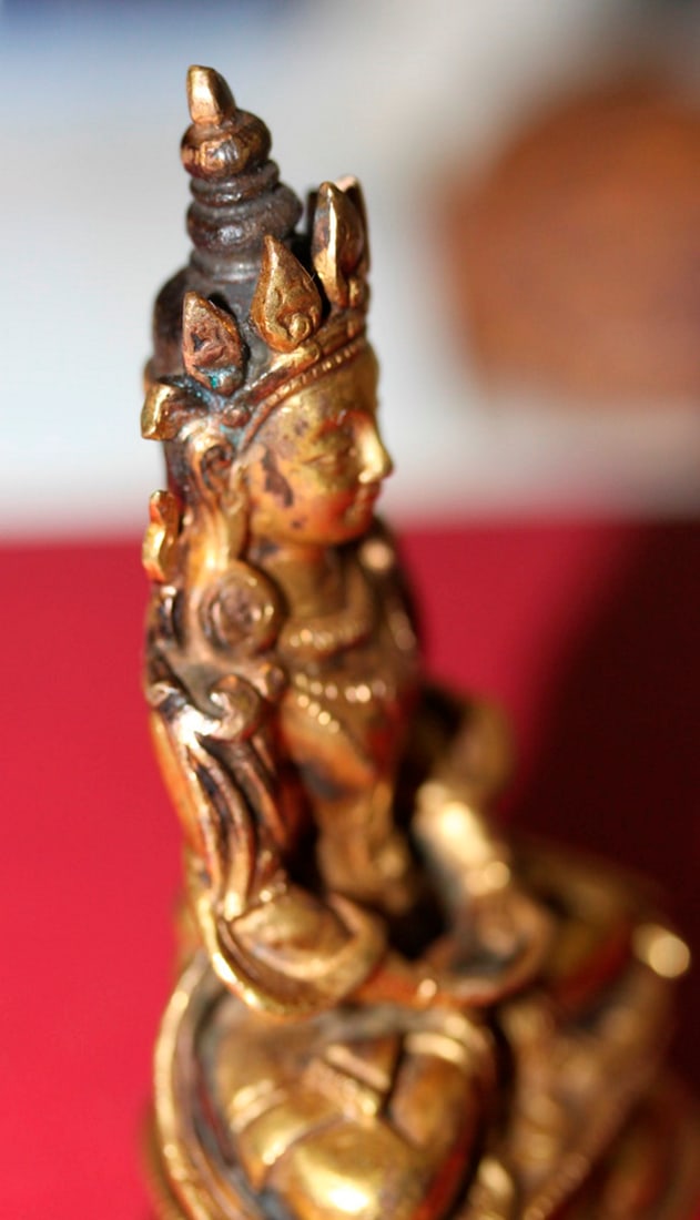Small Rare Antique Chinese Gold Gilt Bronze Buddha - 10
