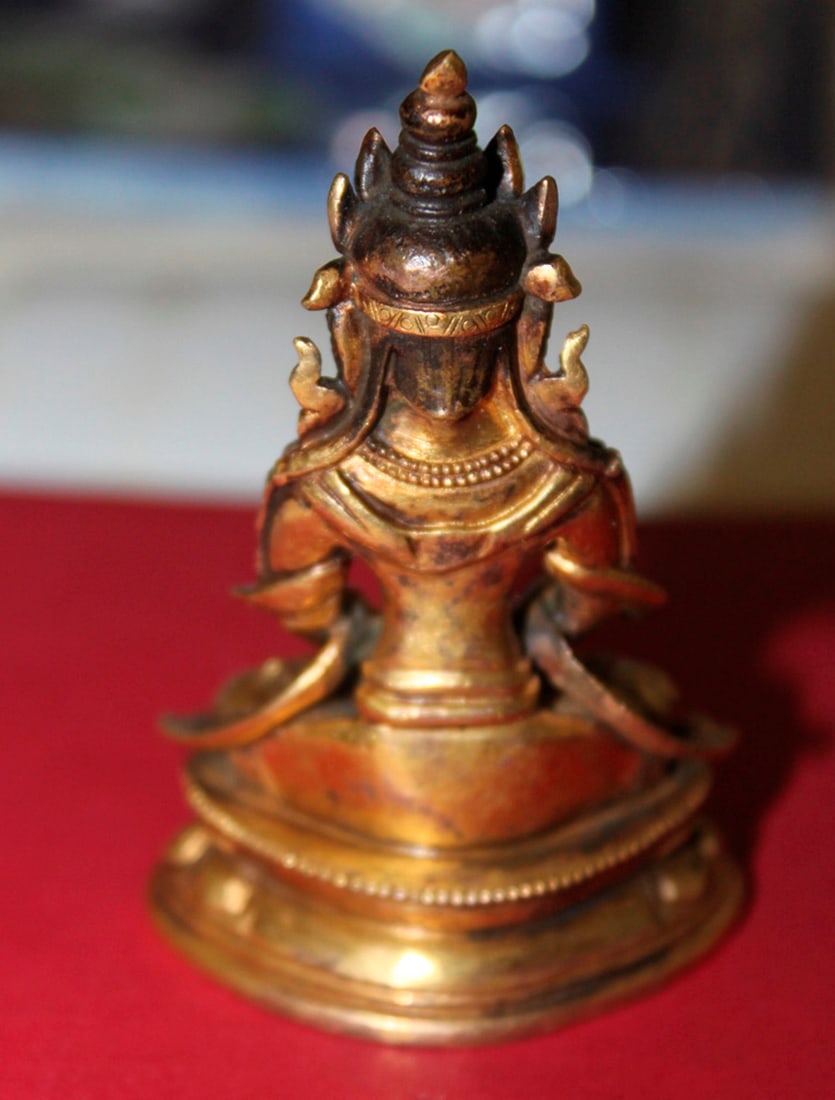 Small Rare Antique Chinese Gold Gilt Bronze Buddha - 2
