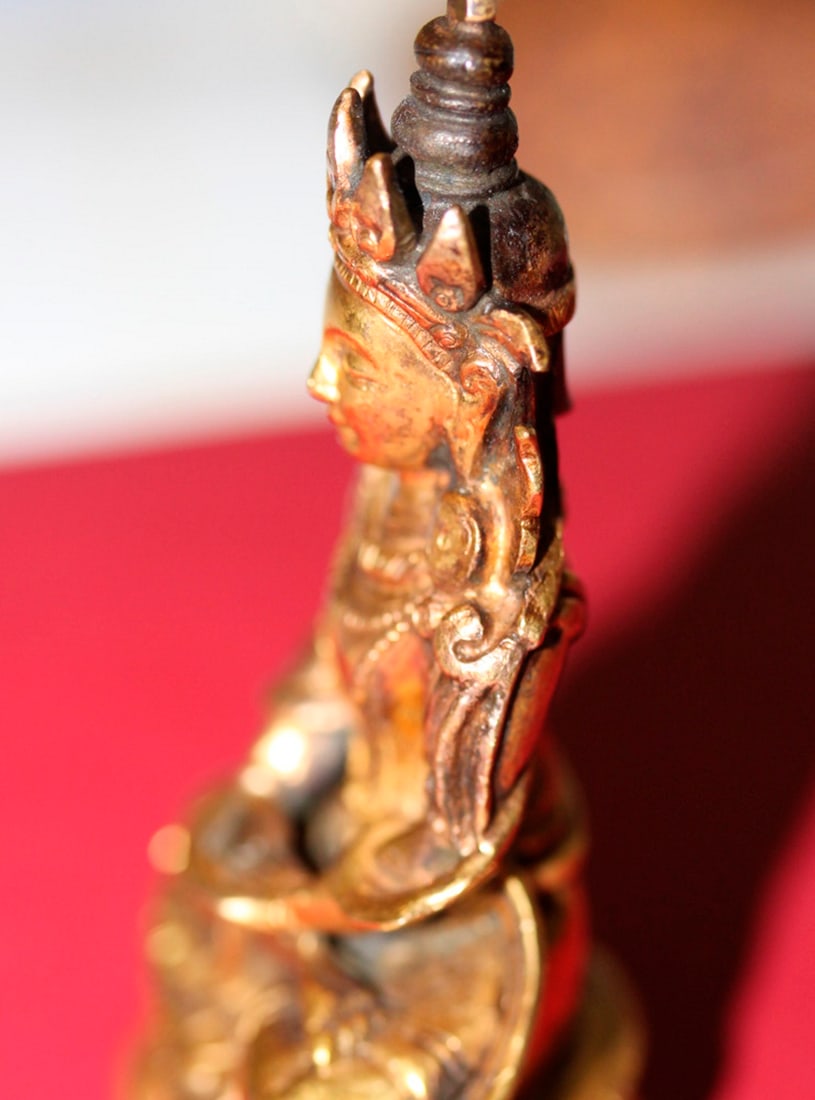 Small Rare Antique Chinese Gold Gilt Bronze Buddha - 9