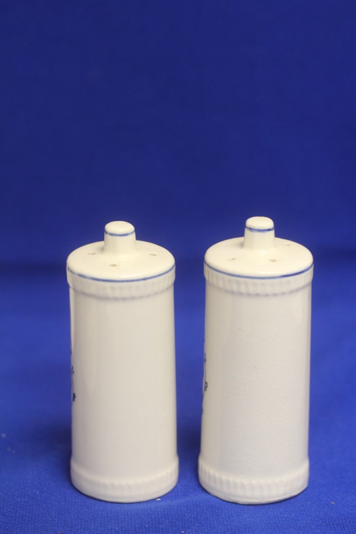 Blue and White Ceramic Salt and Pepper Shakers - 2