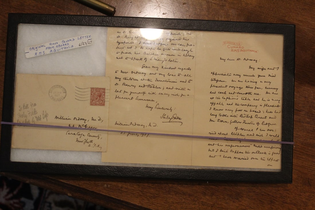 Original Hand Penned Letter: from Board Ocean Line Aquitania - 6.23.1927