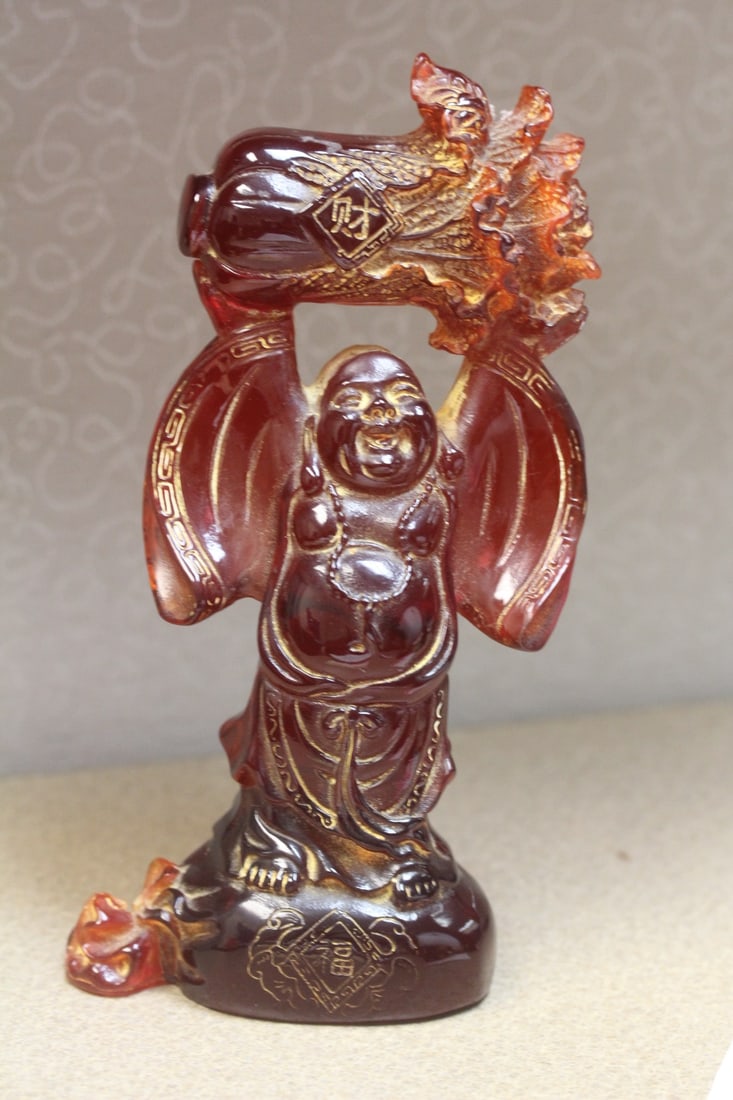 Chinese Lucite(?) Buddha: 8 3/4" tall