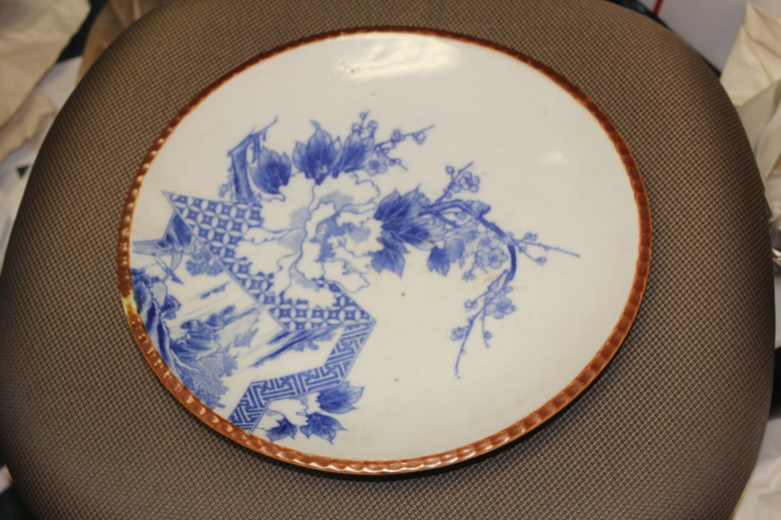 Antique Japanese Blue and White Charger: 19th century - 13" in diameter