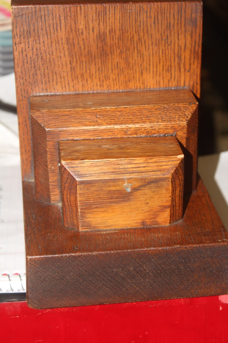 Pair of Solid Oak Wooden Bookends - 2