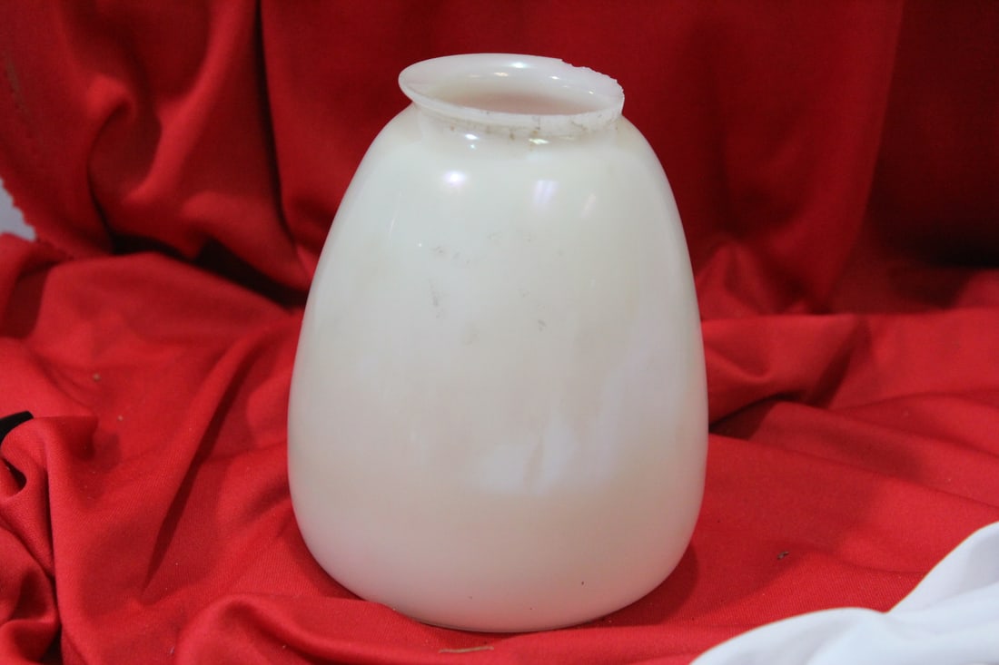 A Vintage Calcite? Lamp Shade: please note: chips inside both - 5" tall x 1 3/4" in diameter