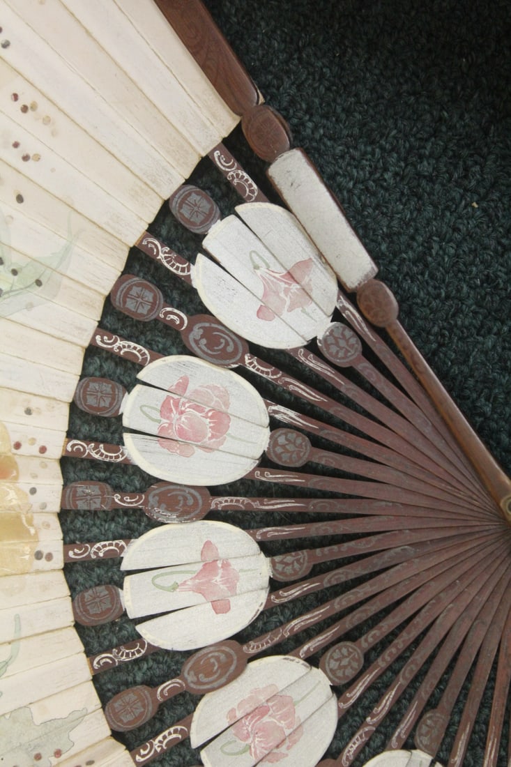 Rare Japanese Fruit Wood Fan - 2