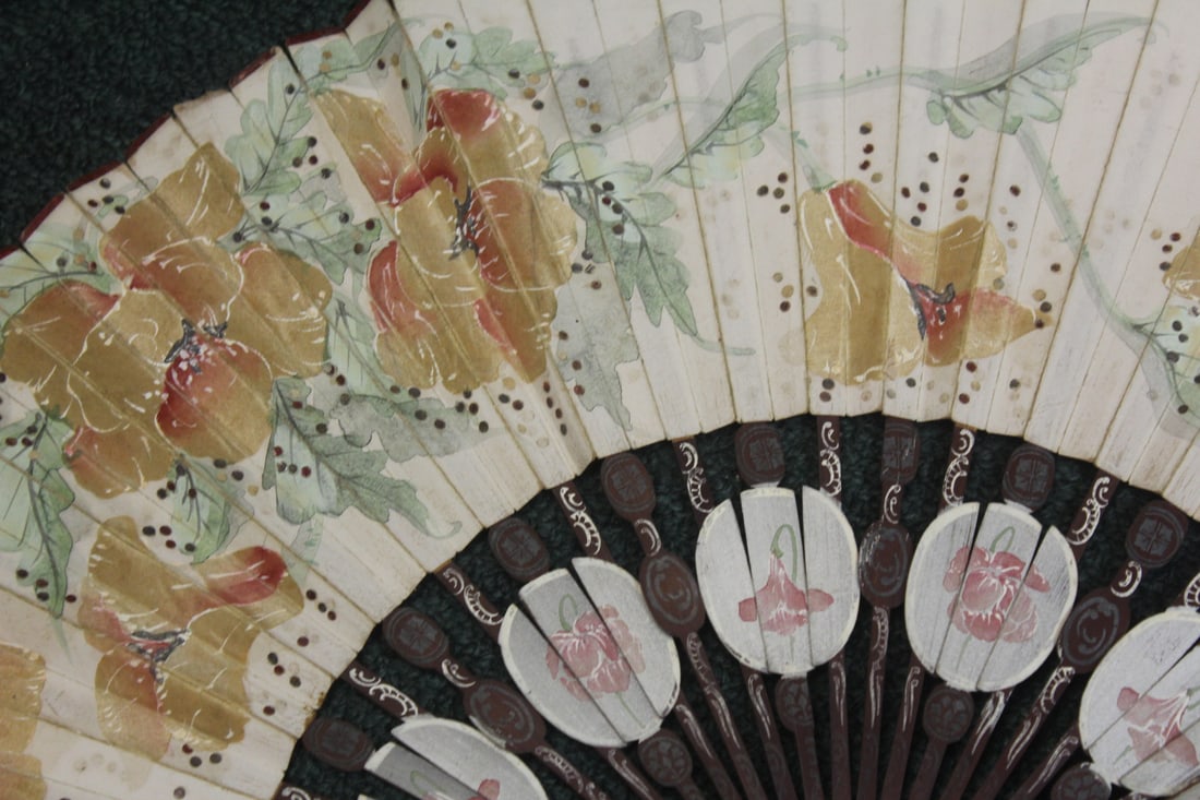 Rare Japanese Fruit Wood Fan - 4