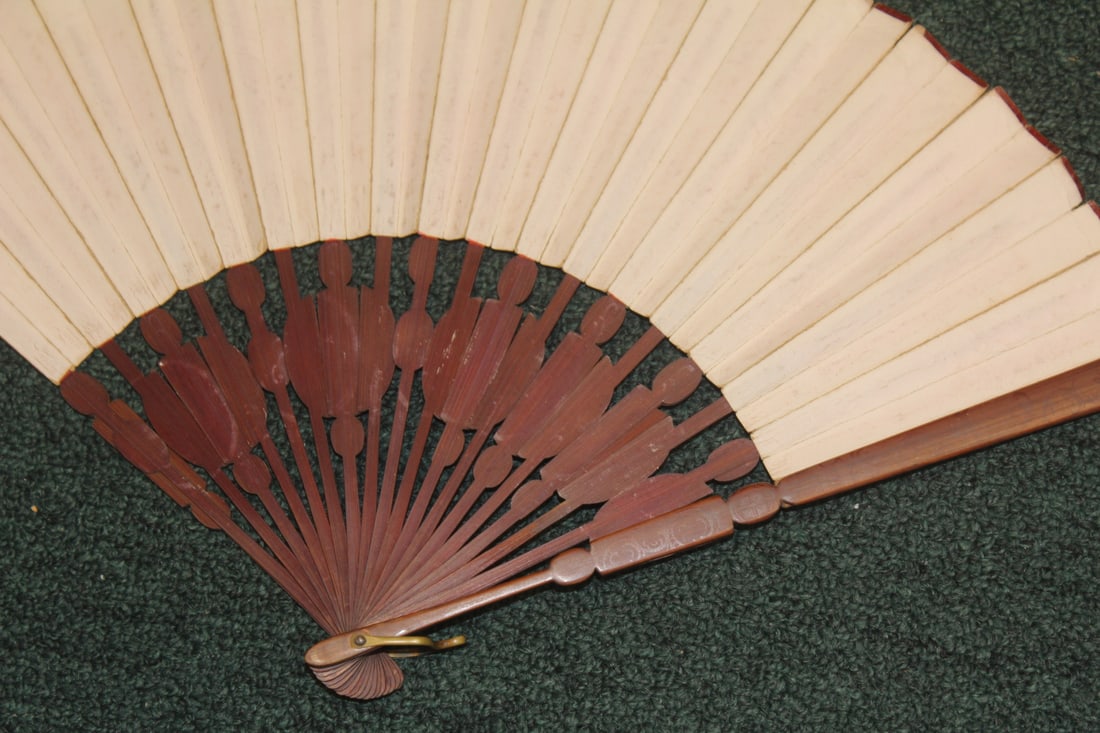 Rare Japanese Fruit Wood Fan - 6