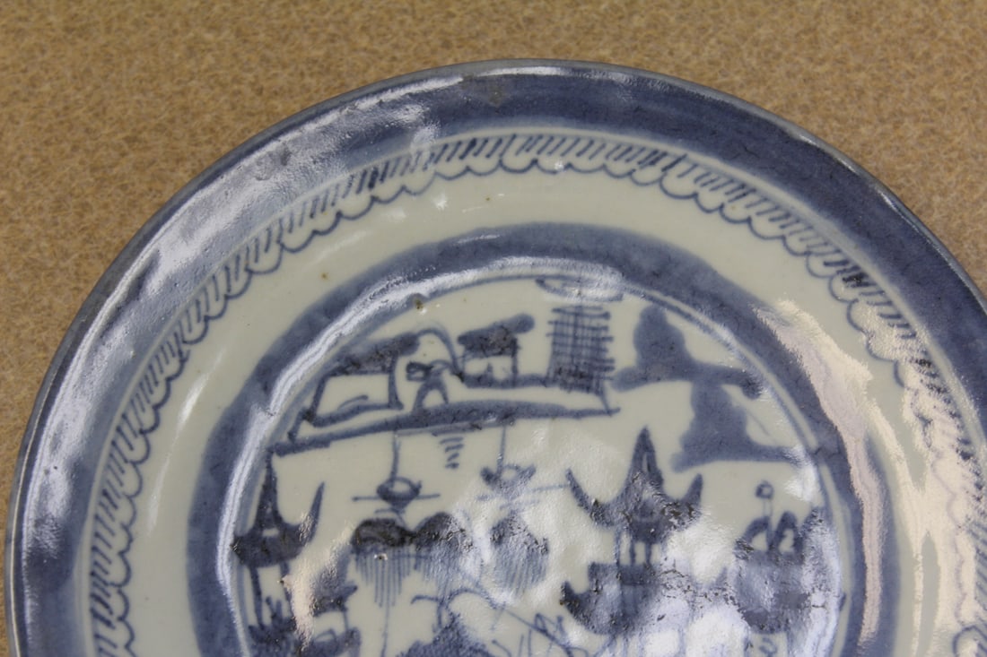 Chinese Canton Blue and White Export Plate - 2