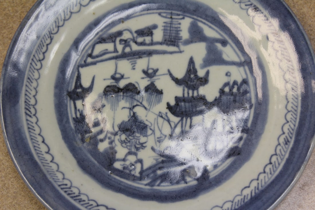 Chinese Canton Blue and White Export Plate - 3