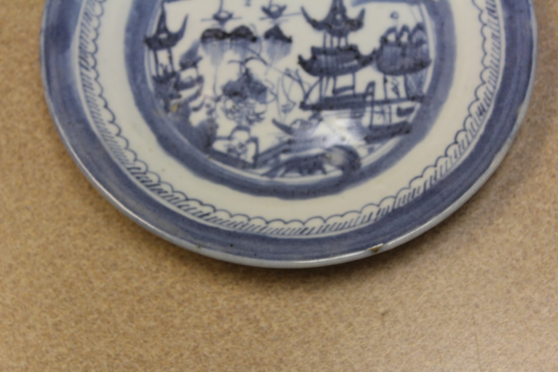 Chinese Canton Blue and White Export Plate - 4