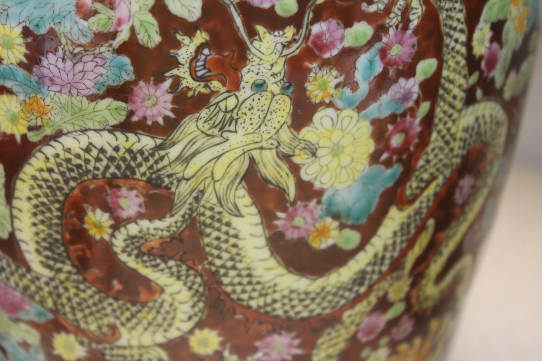 Lot of Two Vintage Large Dragon Chinese Floor Vase - 8