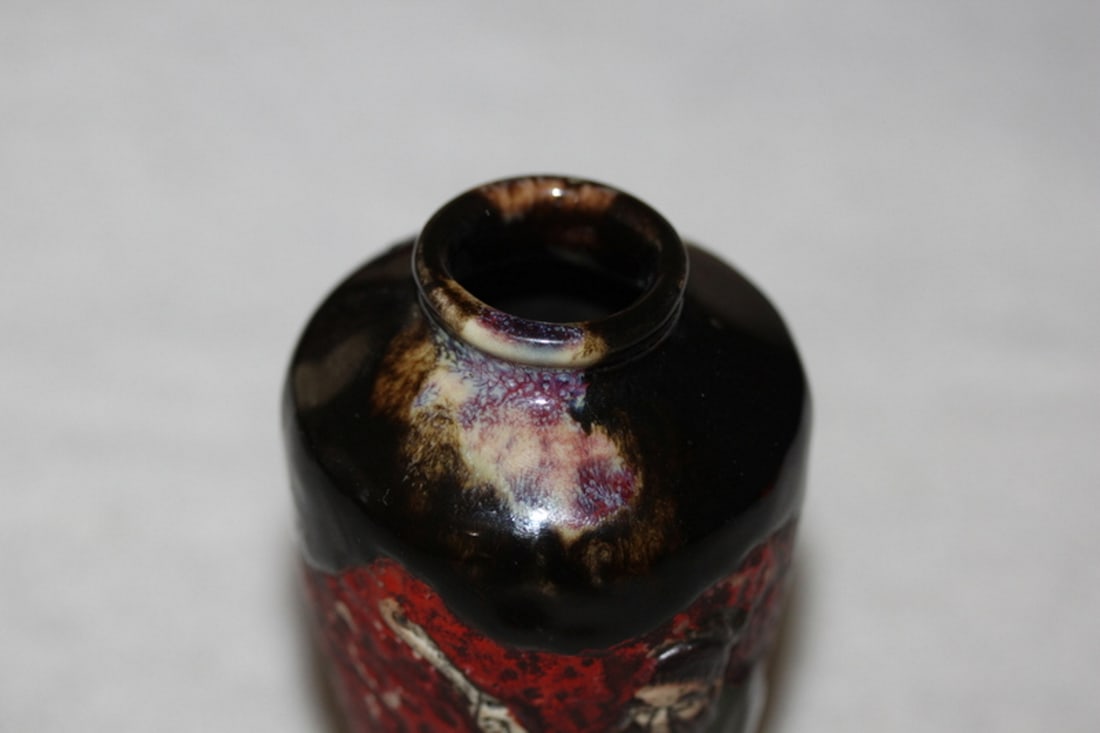 Antique Japanese Pottery Sumida Gawa vase - 4