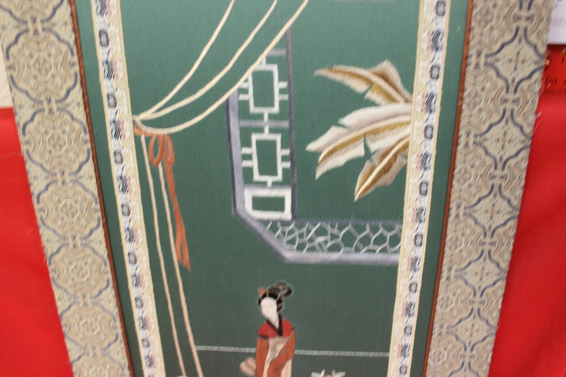 A Chinese Silk Stitch on Board - 2