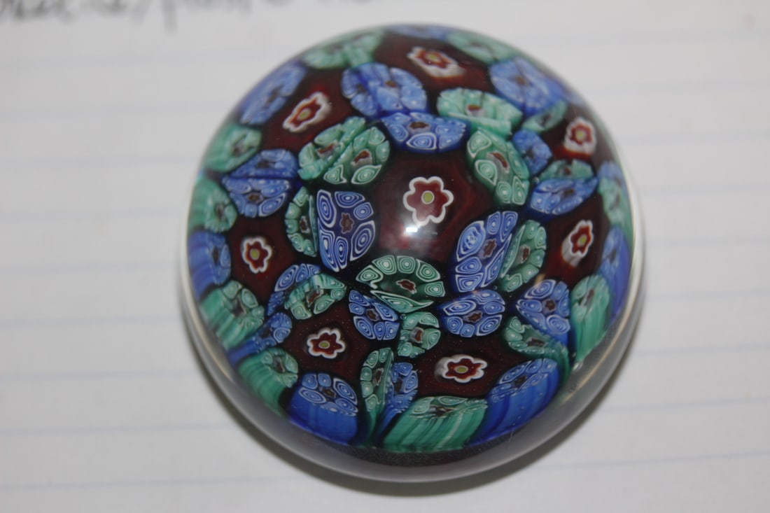 Old Milifiori Art Glass Paperweight: small: 2 1/8" in diameter - well made