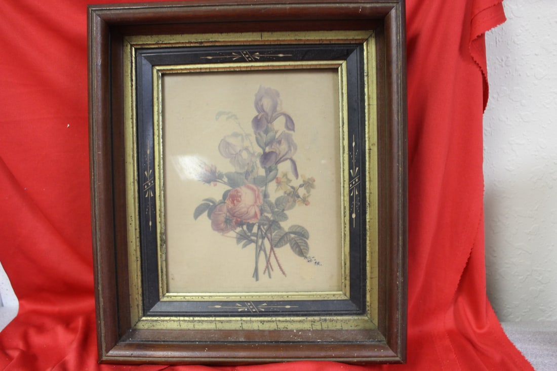 A Framed Probably Victorian: 14 1/4" x 12 1/4" - sight= 9 1/2" x 7 3/4" - nice looking frame