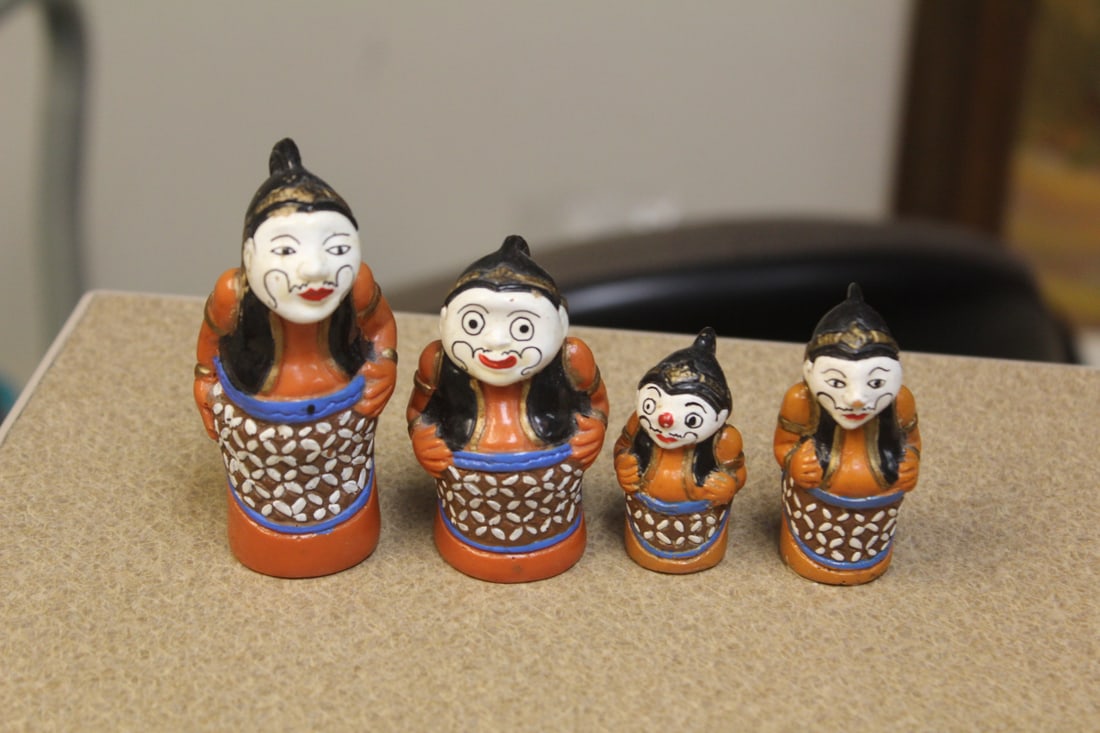Lot of 4 Oriental Figurines: tallest= 3 1/4" appeared to be composite material