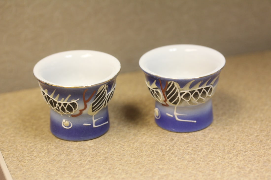 Japanese dragon saki cups - 2
