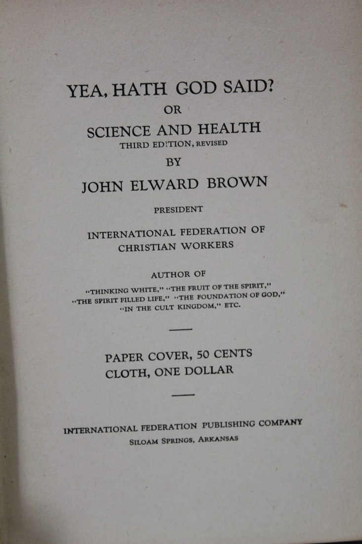 Book: Yea, Hath God Said? Or Science and Health - 3