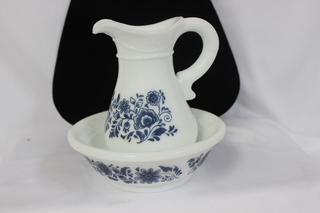 Avon Milkglass Miniature Pitcher and Bowl: Pitcher= 4 1/2" tall