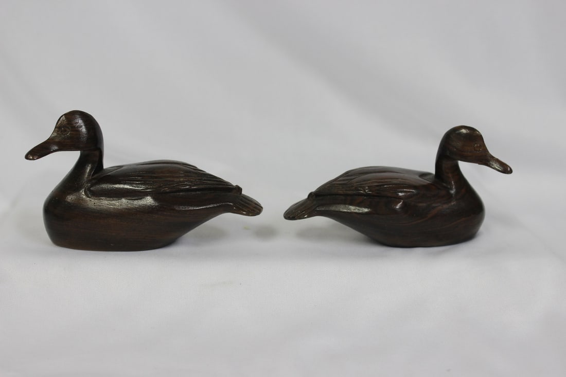 Lot of Two Solid Hardwood Ducks - 2