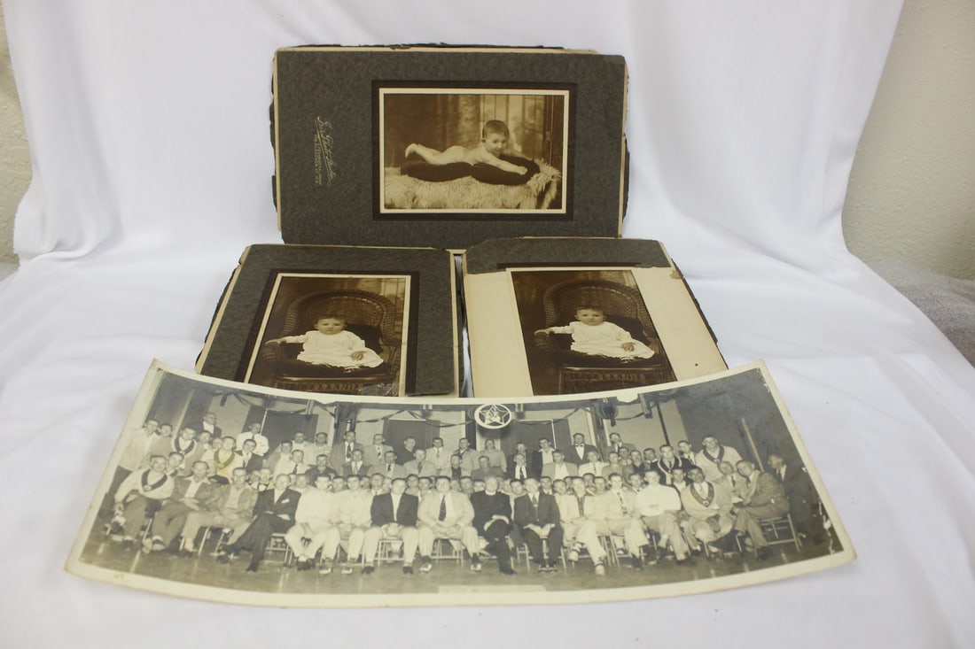 Lot of 4 Old Black and White Photographs: as shown