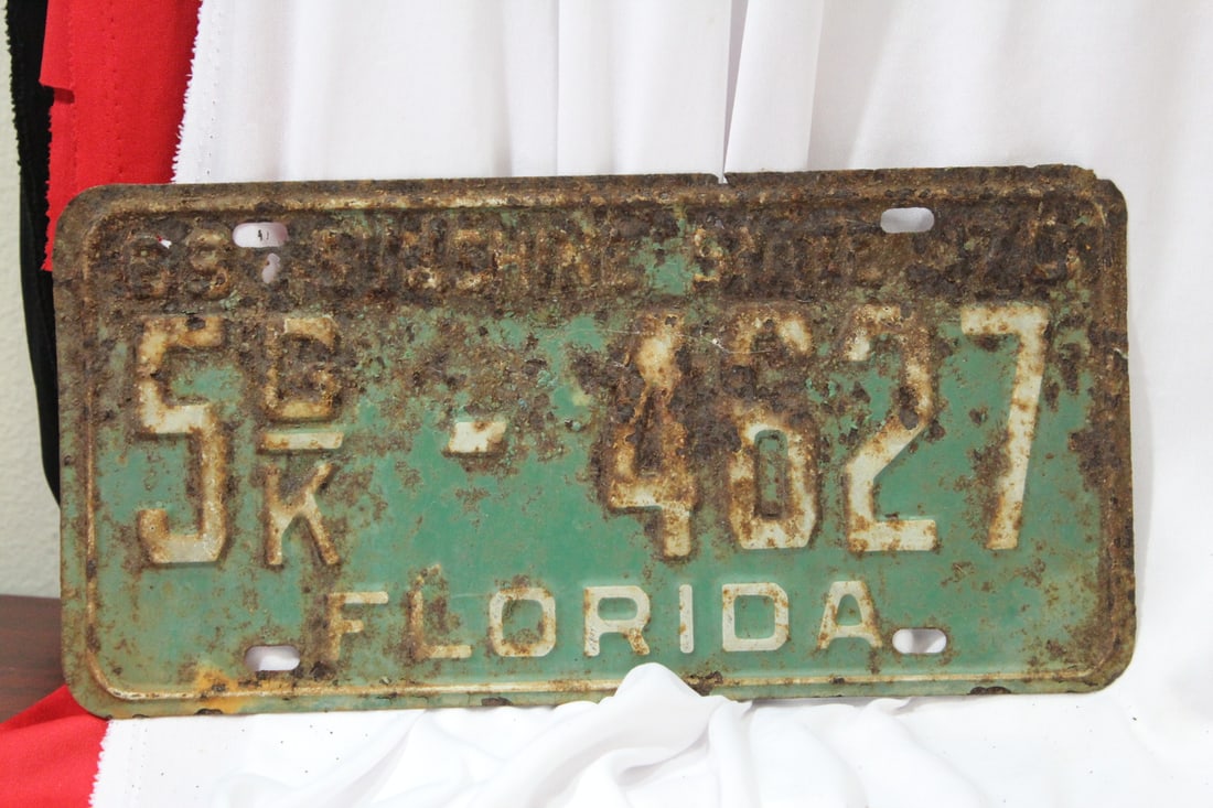 A 1969-1970 Florida License Plate: 12" long