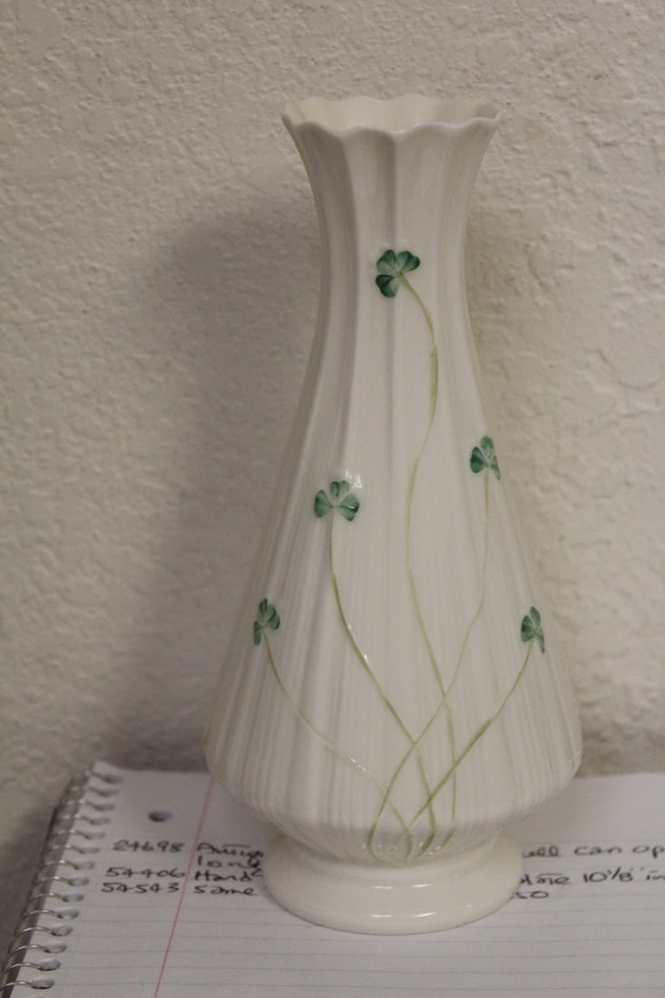 A Belleek Vase: 7 1/4" tall