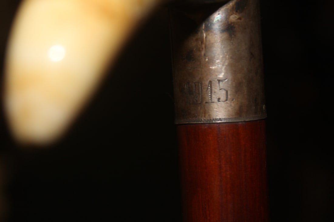Antique Boar Tooth Cane Handle - 5
